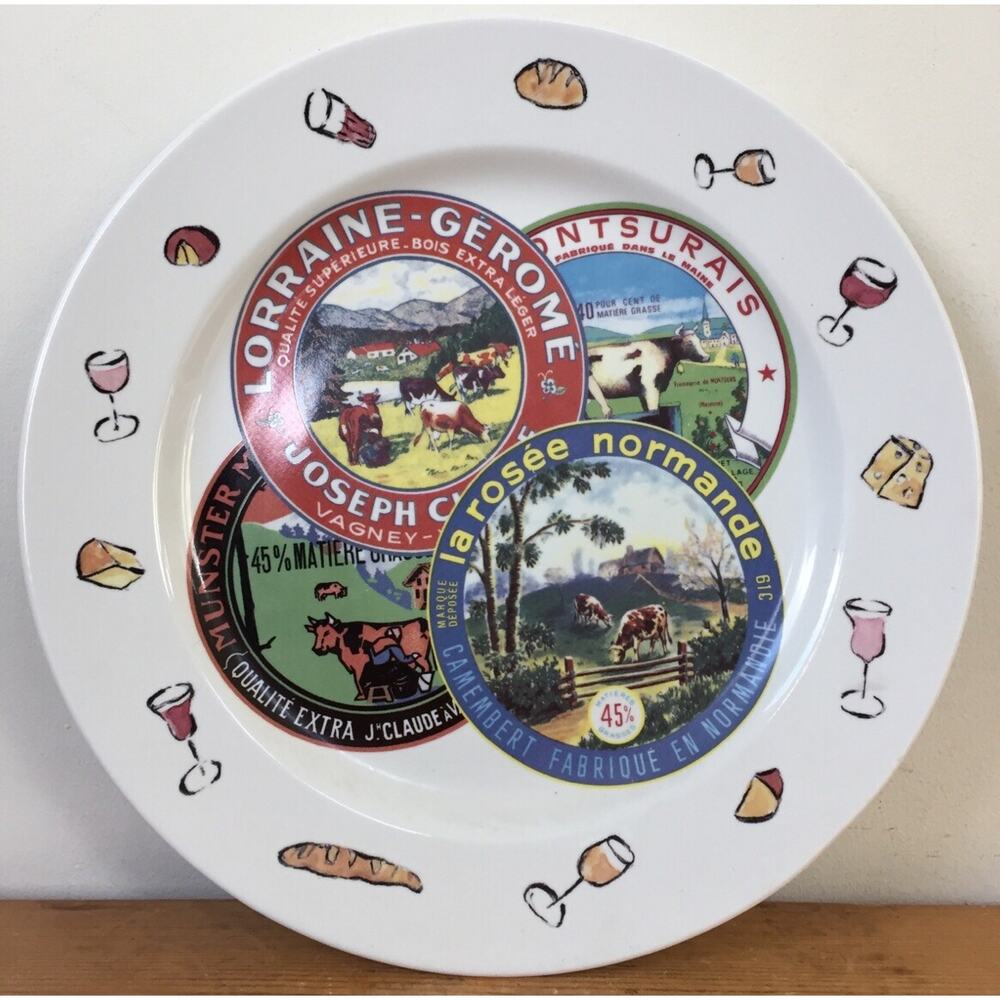 Vtg Rosanna Italy Porcelain Cheese Wine Bread Serving Platter Dinner Plate 11.5"
